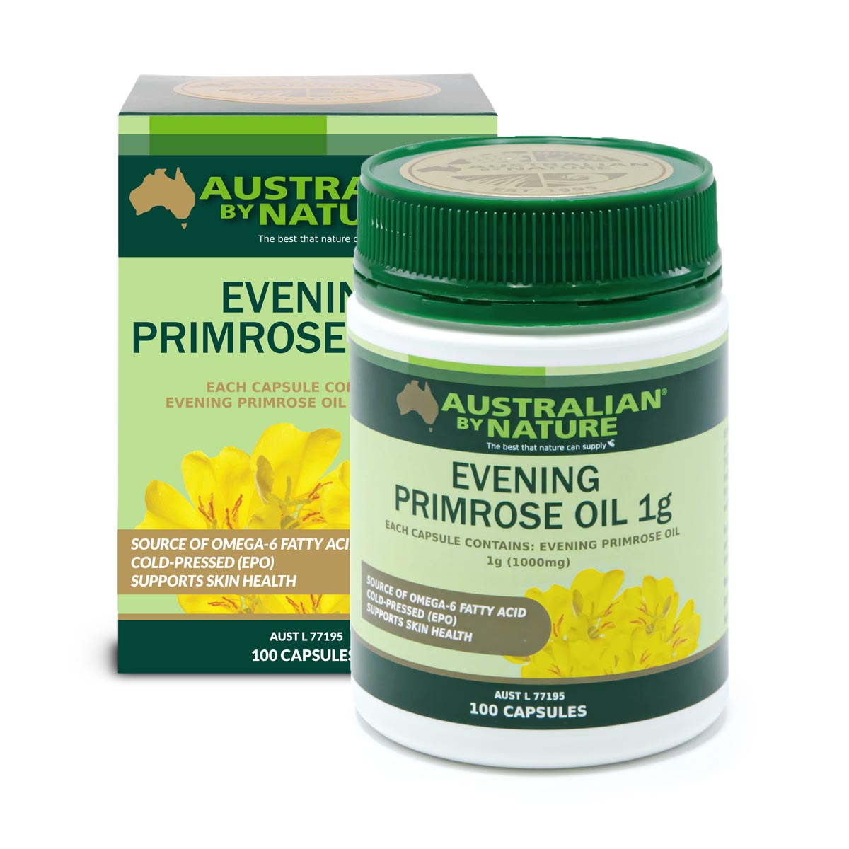 Evening Primrose Oil 100 Capsules 1g (1000mg) - Australian by Nature